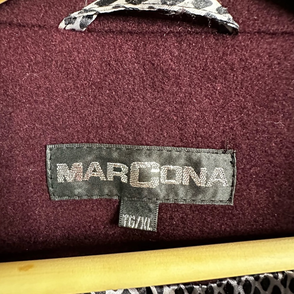 Marcona Women’s Wool Blend Winter Jacket Burgundy Single Breasted Pockets - Picture 9 of 14